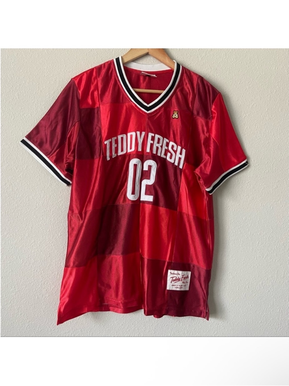 Teddy Fresh Red Patchwork '02' Athletic Jersey